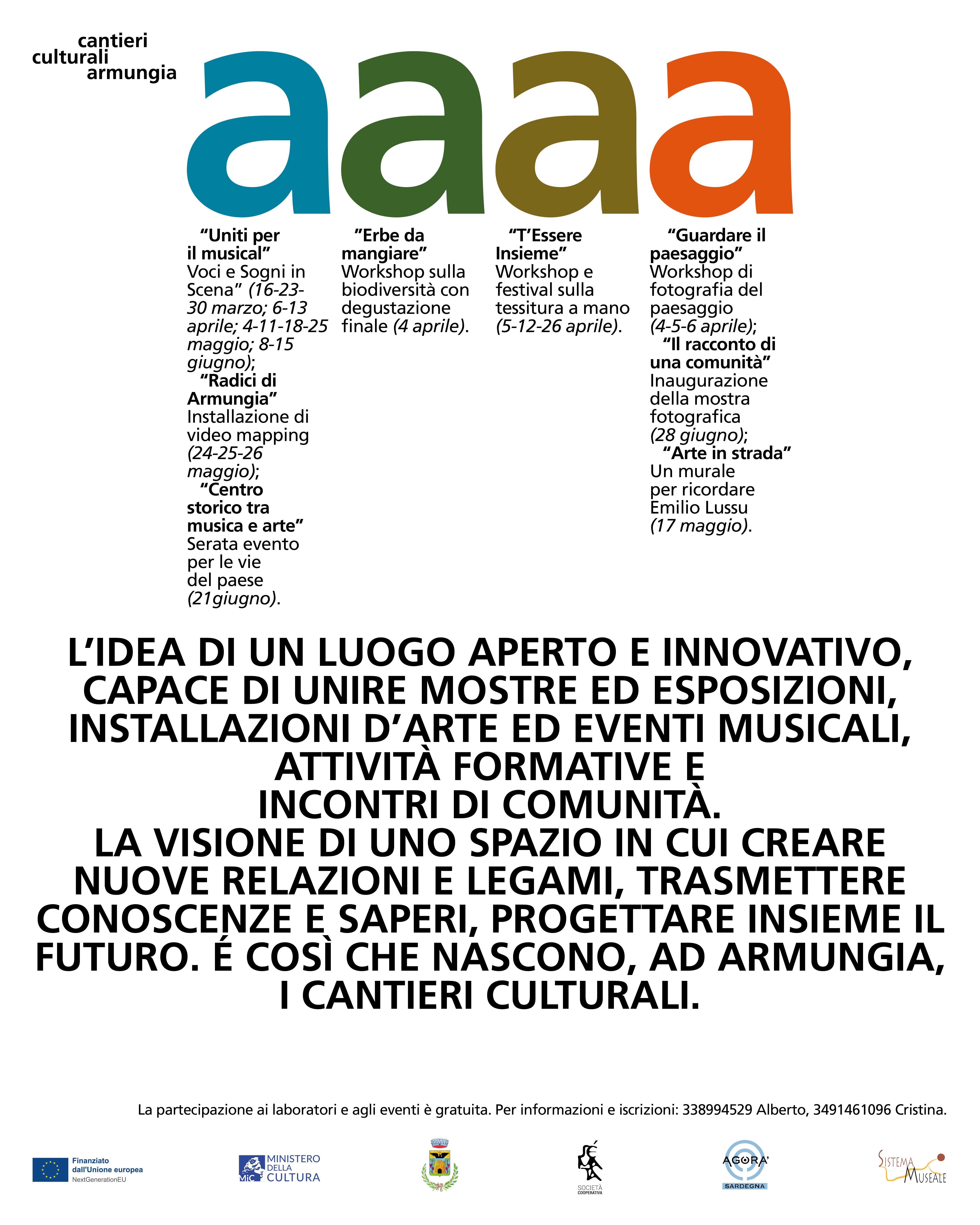 “Cantieri Culturali Armungia”: un nuovo progetto dedicato alle attività formative, all’animazione sociale, all’arte e alla musica.